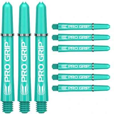 Image of TARGET Darts Pro Grip Shafts Set of 9 Aqua, Intermediate (41mm) Dart Stems, Professional Accessories, 2BA Shaft Multipack with Rings