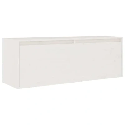 Image of vidaXL Solid Wood Wall Cabinet White Pine Unit Multi utility Room Storage, 100x30x35 cm
