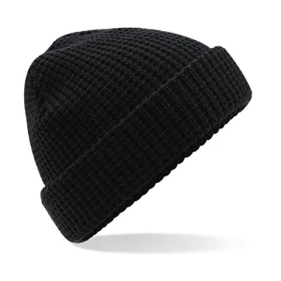 Image of Beechfield Cuffed Design Classic Waffle Knit Beanie Black