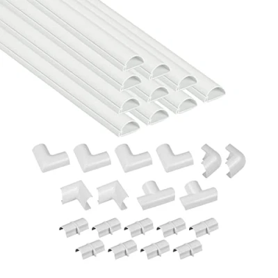 Image of D Line White Mini Trunking Kit, 4 Meter Self Adhesive Wire Hider, Cable Management to Hide Wires on Wall, Tidy Solution 10x 40cm Lengths and Accessories 30mm (W) x 15mm (H)