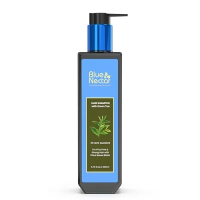 Image of Blue Nectar Anti Frizz Hair Shampoo for Dry &amp; Frizzy Natural Biotin Women Men (15 herbs, 200ml)