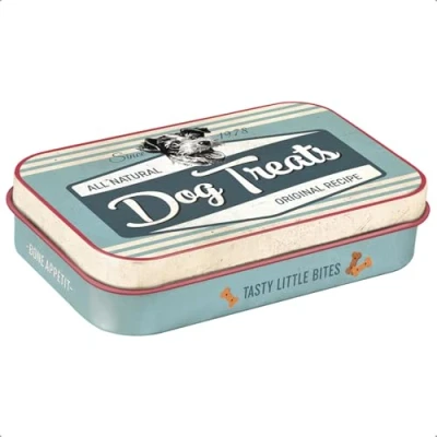 Image of Nostalgic Art Retro Treat Tin, 6 x 9.5 2 cm, Paw Sign Dog Treats Blue Gift Idea for Owners, Vintage Design