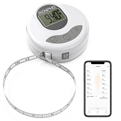 Image of RENPHO Digital Body Tape Measure, Smart Bluetooth Measuring for Measuring, Weight Loss, Muscle Gain, Fitness Bodybuilding, Retractable, Auto Accurate Measures Part Circumferences