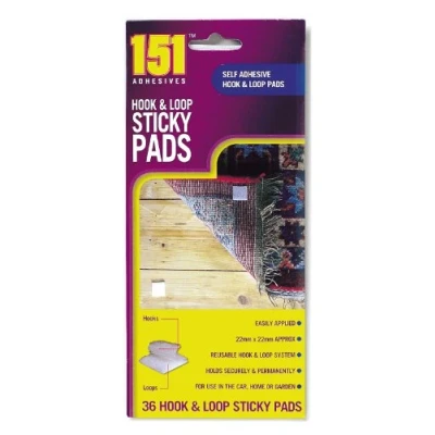 Image of Self Adhesive Hook &amp; Loop Sticky Pads 22mm x 36 in a Pack