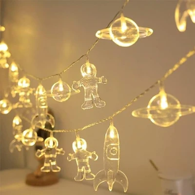 Image of XINGHE Space Children&#039;s Fairy String Lights, Battery Operated LED Lights for Room, 3.0M Wire with 20 LEDs