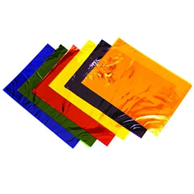 Image of Bright Ideas Pack of 48 A4 Cellophane Sheets in Assorted Colours. Colourfast and Acid Free. Ideal for Creative Art Crafts supplies, Scrapbooking Assortment Stained Glass Window. BI2614.