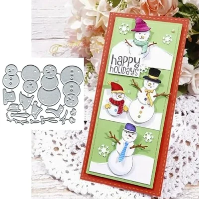Image of 4pcs Christmas Snowman Metal Die Cuts,Merry Christams Snowflake Cutting Dies Cut Stencils DIY Scrapbooking Decorative Embossing Paper Card Making