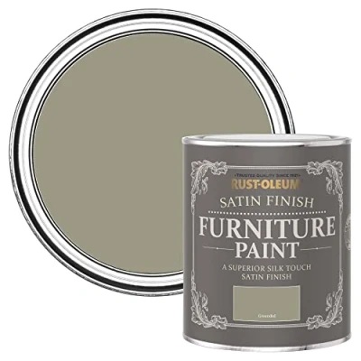Image of Rust Oleum Green Furniture Paint in Satin Finish Grounded 750ml