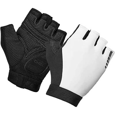 Image of GripGrab Unisex&#039;s WorldCup 2nd Edition Cycling Gel Padded Short Half Finger Shock Absorbing MTB Anti Slip Biking Gloves, White, Small