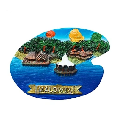 Image of Maldives 3D Refrigerator Magnet Seaside Travel Souvenirs,Hand Made Fridge Home and Kitchen Decoration Magnetic Sticker