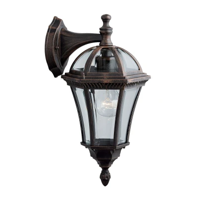 Image of Capri Outdoor Lantern Aluminium, Rustic Brown &amp; Glass,IP44