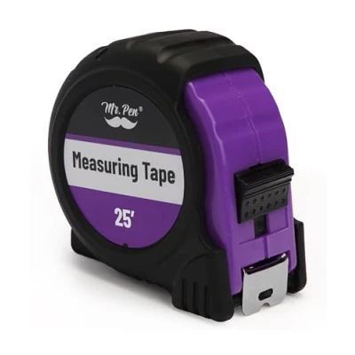Image of Mr. Pen Steel Measuring Tape, 25 Foot, Purple, Tape Measure Fractions, Retractable