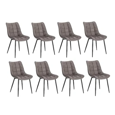 Image of WOLTU Dining Chairs Set of 8 Kitchen Counter Lounge Leisure Living Room Corner Dark Grey Faux Leather Reception with Backrest and Padded Seat