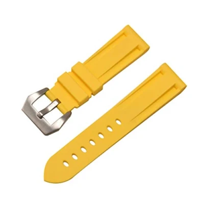 Image of Watch Band Silicone Strap Yellow Sport Diving TPU Rubber Wristband Replacement 22mm