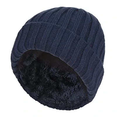 Image of Heat Holders Boys Every Day Casual Wear Ribbed Turnover Winter Hat for Kids Navy Size 7 10Y