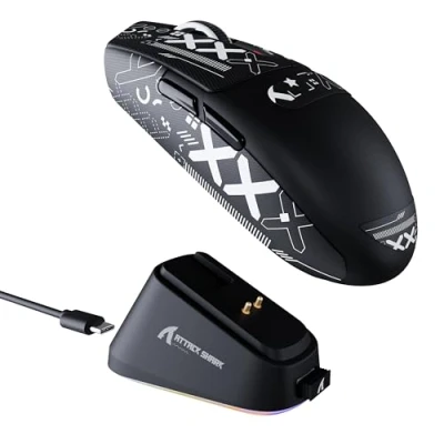 Image of ATTACK SHARK G3PRO Gaming Mouse with Magnetic Charging Dock, PixArt PAW3311 Sensor, BT/2.4G Wireless/Wired Grip Tape, 25000 DPI, Gamer Mice for Win11/Xbox/PS/Mac (Black)