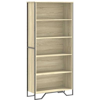 Image of vidaXL Sonoma Oak Bookcase, 80 x 31 169 cm in Particle Board, Storage Unit, Shelf, Display Case, Shelving