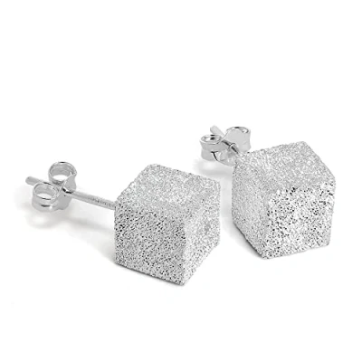 Image of Frosted Sterling Silver 7mm Cube Stud Earrings