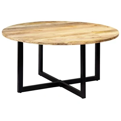 Image of vidaXL Industrial Style Dining Table in Solid Mango Wood with Powder Coated Iron Legs Robust, Durable &amp; Stylish for Kitchen and Room