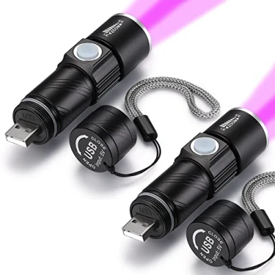 Image of DARKBEAM UV 395nm USB Rechargeable Flashlight Ultraviolet led Light Blacklight Portable 400nm Mini Detector for Dog Urine Pet Stains, Resin Curing