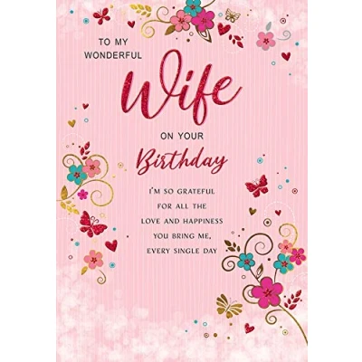 Image of Modern Birthday Card Wife 9 x 6 inches Regal Publishing