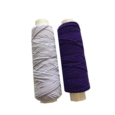 Image of Shirring Shearing Elastic Thread, 20 Meter Each Colour Per Spool, Pack of 2 X 20m Spools, Sewing, Haberdashery, Craft, Smocking, Gathering, (White &amp; Purple), 30 Colours Available