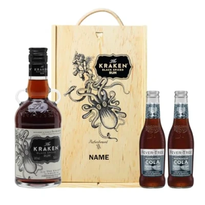 Image of Personalised Kraken Spiced Rum Gift Set with Fentimans Curiosity Cola, 850ml