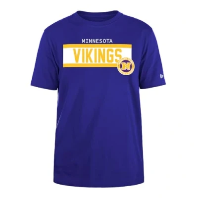 Image of MINNESOTA VIKINGS New Era Cap NFL Regular T Shirt High Density Ink Screenprint Front Graphic Original Team Color Unisex Purple