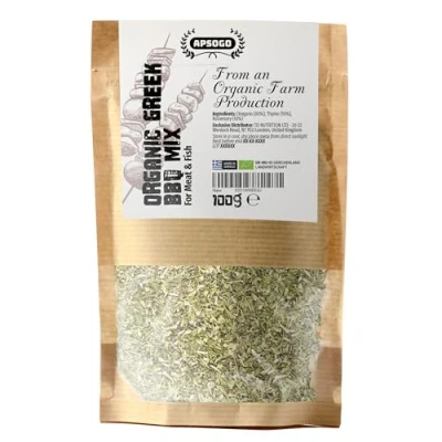 Image of Apsogo BBQ Herb Mix Organic Quality from Greece Grilling with Oregano, Thyme &amp; Rosemary for Meat and Fish Premium Exceptional Taste (100g)