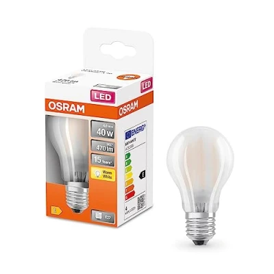 Image of OSRAM Led Star Classic A40 Lamp for E27 Socket, Pear Shape, Gl Fr, 470 Lumens, Warm White (2700K), Replacement Conventional 40W Light Bulbs, Not Dimmable, 6 Pack