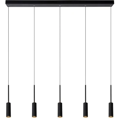 Image of Tubule Modern Bar Pendant Light LED 5x7W 2700K Black