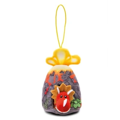Image of NICI cuddly toy dino Cerastupsy red 12cm 2in1 fluffy in volcano for girls, boys &amp; babies, soft with loop 49463