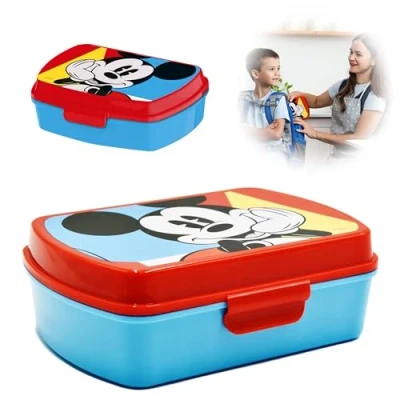 Image of Kids Lunchbox Mickey Mouse Snack Box Plastic Sandwich Boxes BPA Free Leak Proof Meal Container Food Storage Airtight Fridge/Freezer Boys School Kid Nursery Traveling 3+ Years 18cm