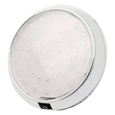 Image of RV Interior Light 12V LED Ceiling Roof Caravan Lights with ON/OFF Switch for Camper Van Motorhome Boat Cold White, Chrome Surface