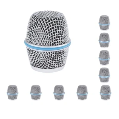 Image of 10 set Replacement Blue Steel Mesh Microphone Grill Head Parts Accessory BETA 87A, Silver