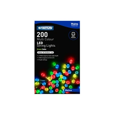 Image of Status Malmo 200 Multi Coloured  LED Indoor/Outdoor Mains Powered String Festive Lights