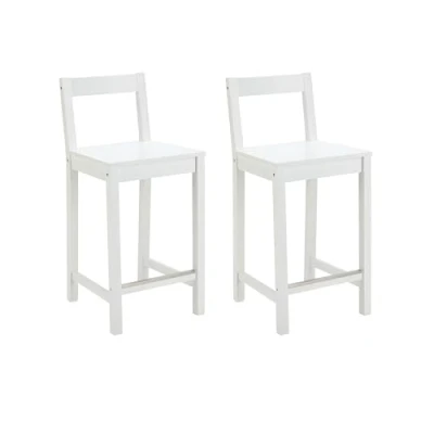 Image of Amazon Basics Wooden Bar Stool with Backrest, White, Set of 2
