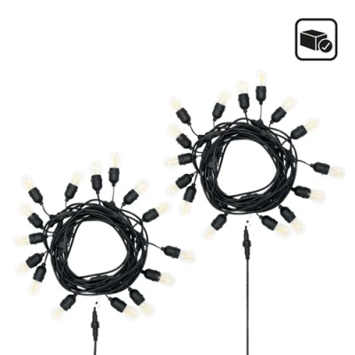Image of GardenKraft 2pk E27 Style15 Bulbs Party String Light Warm White