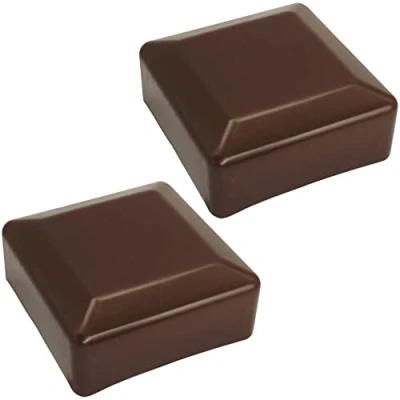 Image of SKIR&#039;CO (2 pcs) Fence Post Caps, Square 80 x mm Brown Plastic Caps for Posts, RAL 8028 Colour