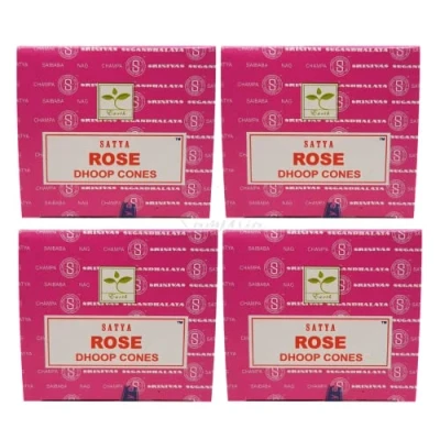 Image of Satya Rose Incense Cone x4 pack, used for Aromatherapy, Spa, Yoga, Weddings, Reiki, Meditation, Healing by SAMASIA