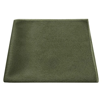 Image of King &amp; Priory Luxury Dark Olive Green Suede Pocket Square, Handkerchief