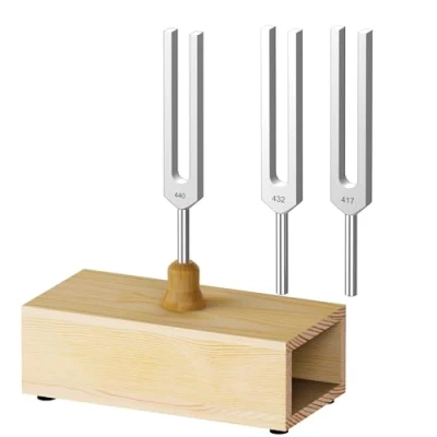 Image of DiDiBirDi Tuning Fork 440Hz 432Hz 417Hz 3 Piece Aluminium Alloy with Resonance Box for Sound Therapy, Yoga, Meditation and Relaxation