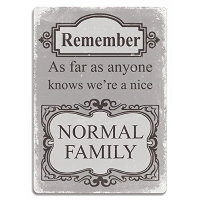Image of Slogan&quot;Remember.Normal Family&quot; Quote Grey Metal Wall Sign Plaque Art Inspirational