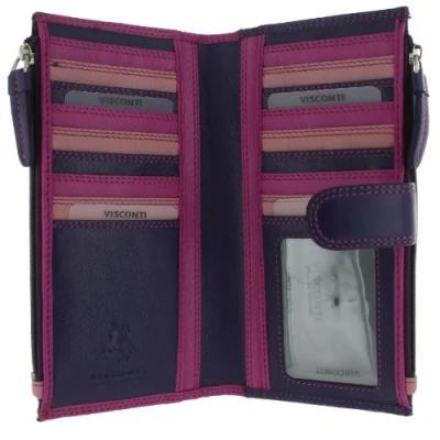 Image of Visconti Leather Rainbow Collection Bermuda Purse RFID Blocking RB100 Berry Multi