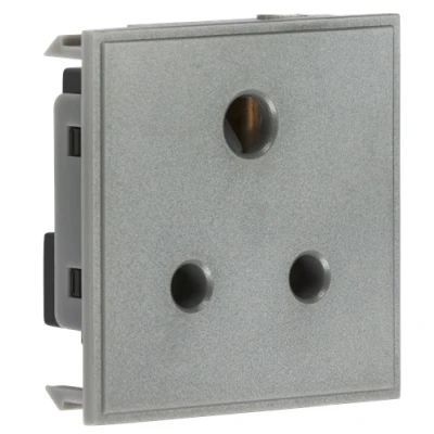 Image of KnightsBridge 5A unswitched round socket module 50 x 50mm grey