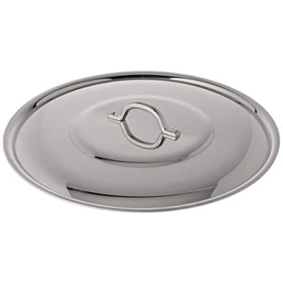 Image of Pentole Agnelli FAMA2936 Flat Lid with Handle, Rim and Bridge, Heavy Type in BLTF Aluminum, Polished Silver , 36 cm