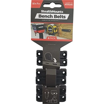 Image of StealthMounts Bench Belt Universal Tool Holder Holster Set 6 Pack Perfect Hanger Storage Dock for Power Tools, Tape Measures and Clips