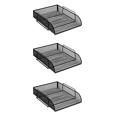 Image of OSCO Wiremesh Letter Tray (Portrait) Black (3 Pack)
