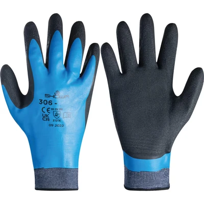 Image of Showa 306 Latex Coated Waterproof Work Gripper Gloves 9/Extra Large