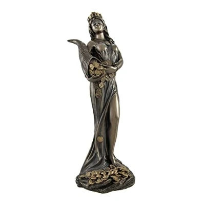 Image of Veronese Design Bronzed Fortuna Roman Goddess of Fortune Statue Tykhe 7 In.